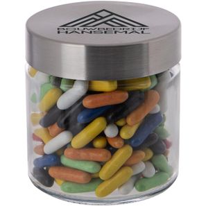 Glas 0,35 Liter gefüllt mit Süßigkeiten