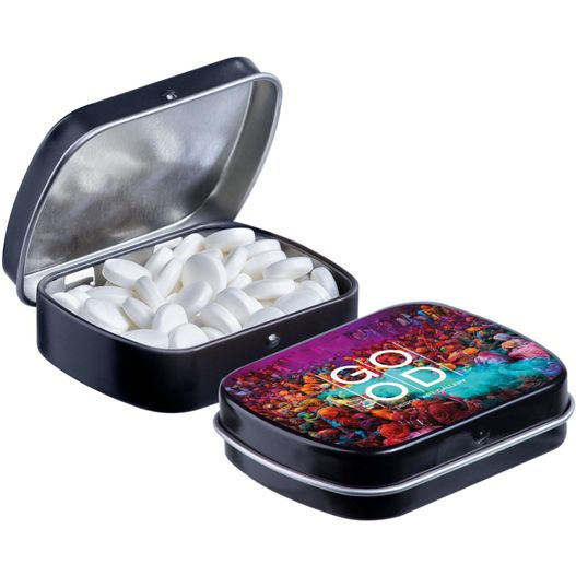 Produktabbildung Mini Klappdeckeldose mit Pfefferminz Mini Klappdeckeldose mit Pfefferminz (Bild 1)