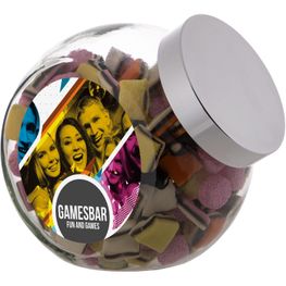 Großes Glas 2 Liter gefüllt mit Süßigkeiten