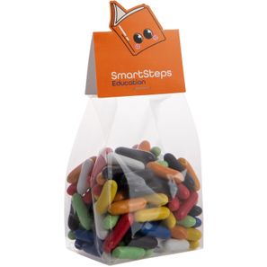 Blockbeutel mit Headerkarte in Ihrer eigenen Form und 150 Gramm Süßigkeiten