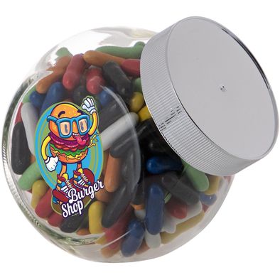 Kleines Glas 0,4 Liter gefüllt mit Süßigkeiten