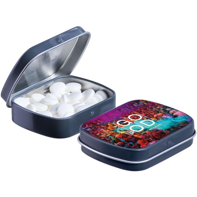 Produktabbildung Mini Klappdeckeldose mit Pfefferminz Mini Klappdeckeldose mit Pfefferminz