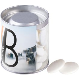 Transparente Dose mit Pfefferminz