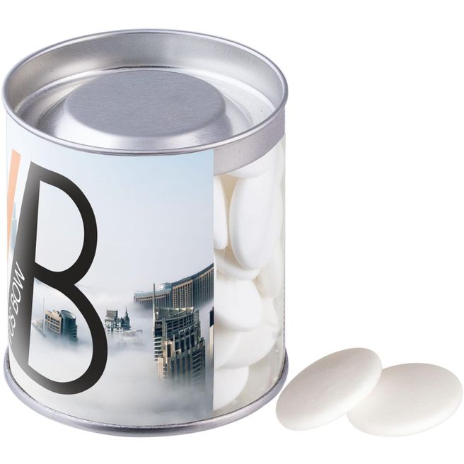 Transparente Dose mit Pfefferminz