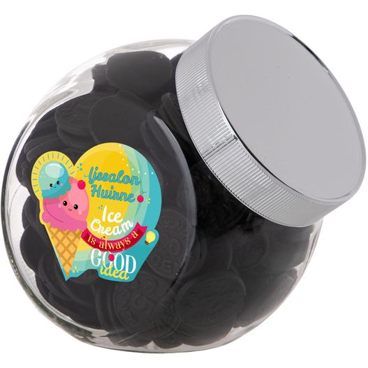 Produktabbildung Medium Glas 0,9 Liter gefüllt mit Süßigkeiten Medium Glas 0,9 Liter gefüllt mit Süßigkeiten (Bild 1)