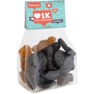 Produktabbildung Blockbeutel mit Topkarte und 100 g Süssigkeiten Blockbeutel mit Topkarte und 100 g Süssigkeiten