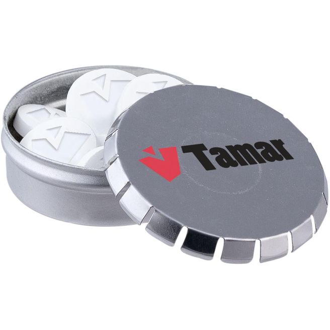 Mini Klick-Klack Dose mit Logo Pfefferminz