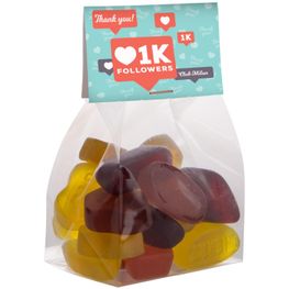 Produktabbildung Blockbeutel mit Topkarte und 100 g Süssigkeiten Blockbeutel mit Topkarte und 100 g Süssigkeiten