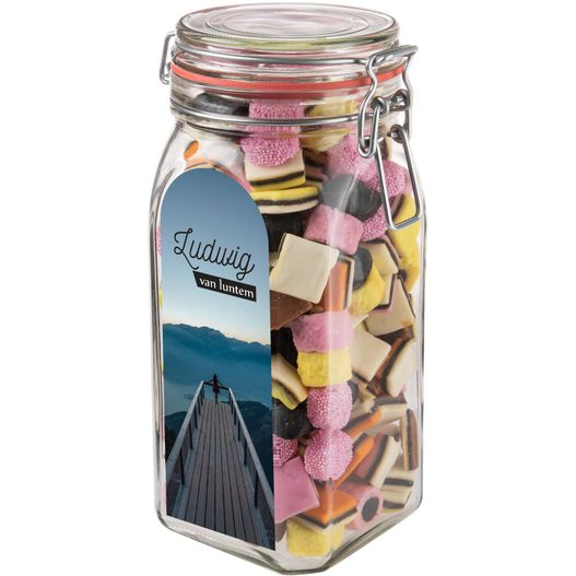 Produktabbildung Großes Weckglas 1,5 L mit Süßigkeiten Großes Weckglas 1,5 L mit Süßigkeiten (Bild 1)