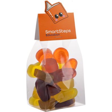 Produktabbildung Blockbeutel mit Headerkarte in Ihrer eigenen Form und 150 Gramm Süßigkeiten Blockbeutel mit Headerkarte in Ihrer eigenen Form und 150 Gramm Süßigkeiten