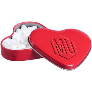 Herzdose mit Prägung und Pfefferminz