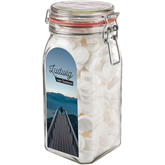 Produktabbildung Großes Weckglas 1,5 L mit Süßigkeiten Großes Weckglas 1,5 L mit Süßigkeiten (Bild 1)