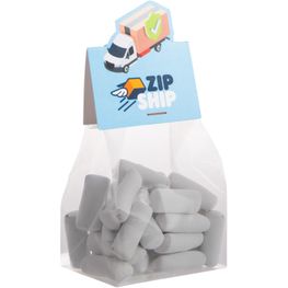 Blockbeutel mit Headerkarte in Ihrer eigenen Form und 100 Gramm Süßigkeiten