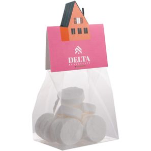 Blockbeutel mit Headerkarte in Ihrer eigenen Form und 50 Gramm Süßigkeiten