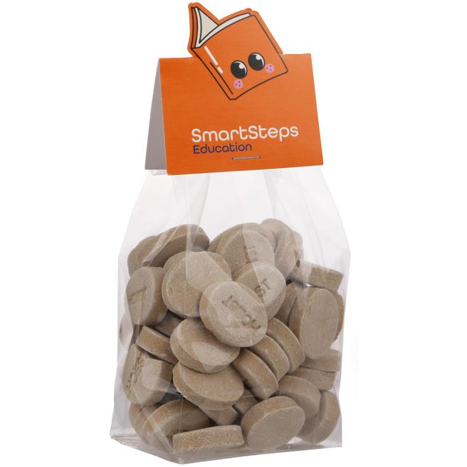 Produktabbildung Blockbeutel mit Headerkarte in Ihrer eigenen Form und 150 Gramm Süßigkeiten Blockbeutel mit Headerkarte in Ihrer eigenen Form und 150 Gramm Süßigkeiten