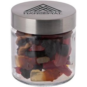 Glas 0,35 Liter gefüllt mit Süßigkeiten