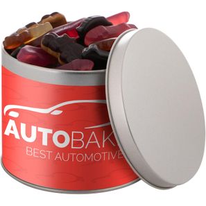 Runde Dose, 0.6 L gefüllt mit Süßigkeiten