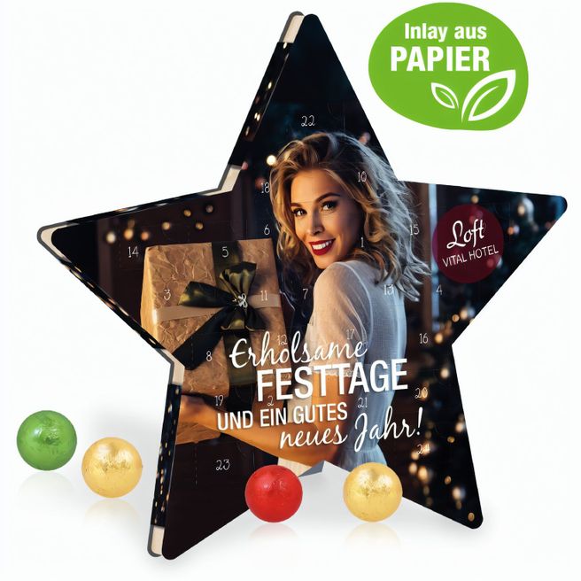 Produktabbildung Adventskalender "Stern" mit Fairtrade® Schokolade Adventskalender "Stern" mit Fairtrade® Schokolade