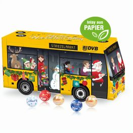 Produktabbildung 3D Adventskalender "Bus" mit Lindt Schokolade mit Papier-Inlay 3D Adventskalender "Bus" mit Lindt Schokolade mit Papier-Inlay