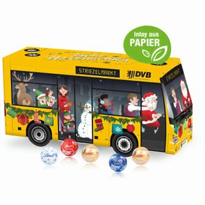 3D Adventskalender "Bus" mit Lindt Schokolade mit Papier-Inlay