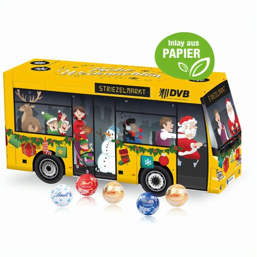 3D Adventskalender "Bus" mit Lindt Schokolade mit Papier-Inlay (Bild 1)