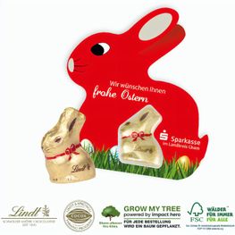 Schokokarte-Hase mit Lindt Goldhase
