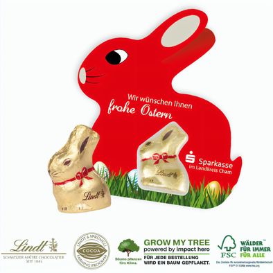 Schokokarte-Hase mit Lindt Goldhase