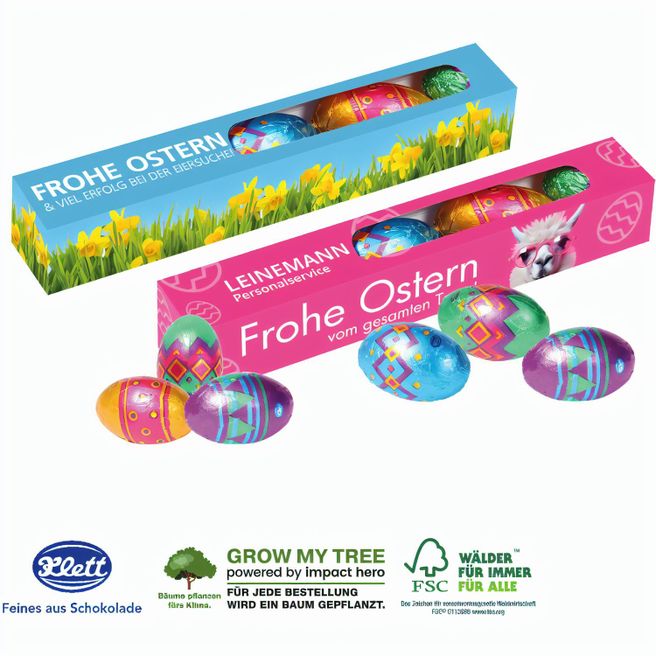 Eier Parade mit Klett Schokolade