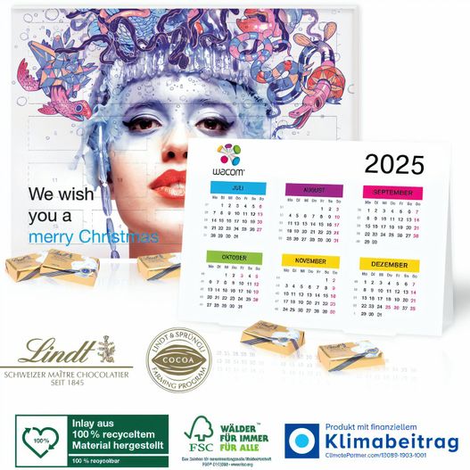 „2 In 1“ Adventskalender Lindt mit Jahresplaner, Inlay aus 100% Recyceltem Material (Bild 1)