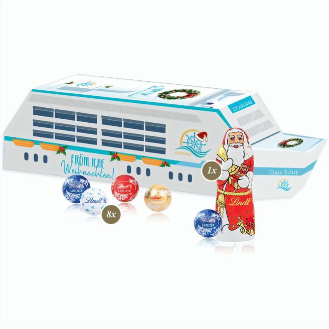 3D Präsent "Schiff" mit Lindt Minis und Nikolaus