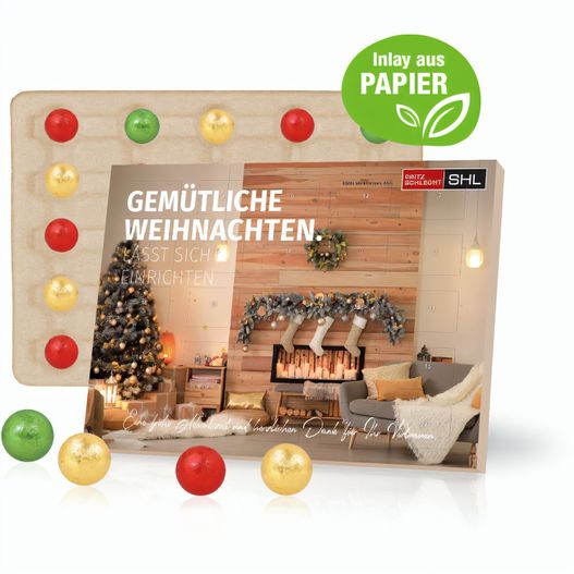 Tisch-Adventskalender mit Fairtrade® Schokolade, Inlay aus Papier (Bild 1)