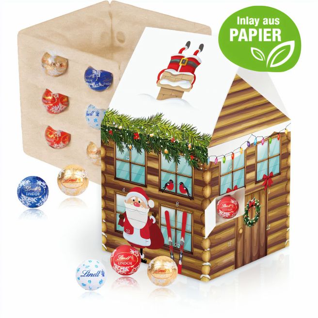 Adventshaus "Edition" mit Lindt Schokolade mit Papier-Inlay