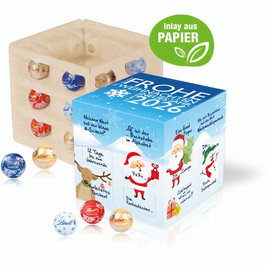 Adventskalender "Cube" mit Lindt Schokolade mit Papier-Inlay (Bild 1)
