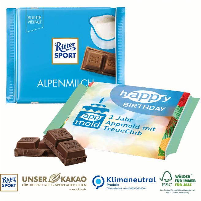 Produktabbildung Ritter Sport mit Werbebanderole Ritter Sport mit Werbebanderole