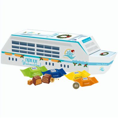Produktabbildung 3D Präsent "Schiff" mit Ritter SPORT Schokowürfel 3D Präsent "Schiff" mit Ritter SPORT Schokowürfel