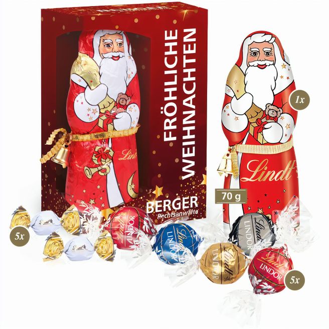 Premium-Präsent mit Lindt Weihnachtsmann „Maxi“