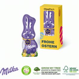 Produktabbildung Milka Schmunzelhase in der Werbebox, 15 g Milka Schmunzelhase in der Werbebox, 15 g