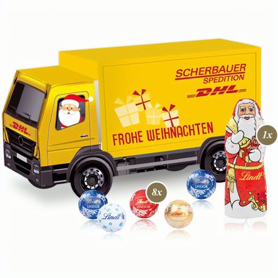 Produktabbildung 3D Präsent "LKW" mit Lindt Minis und Nikolaus 3D Präsent "LKW" mit Lindt Minis und Nikolaus