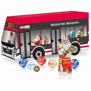 3D Präsent "Bus" mit Lindt Minis und Nikolaus