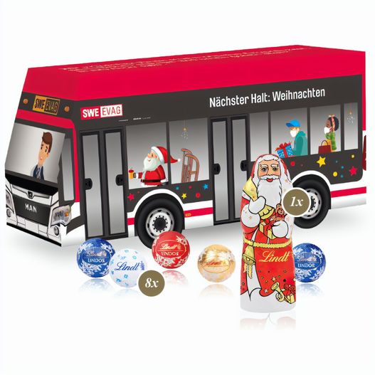 3D Präsent "Bus" mit Lindt Minis und Nikolaus (Bild 1)