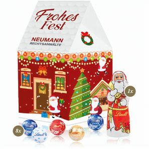 3D Präsent "Haus" mit Lindt Minis und Nikolaus