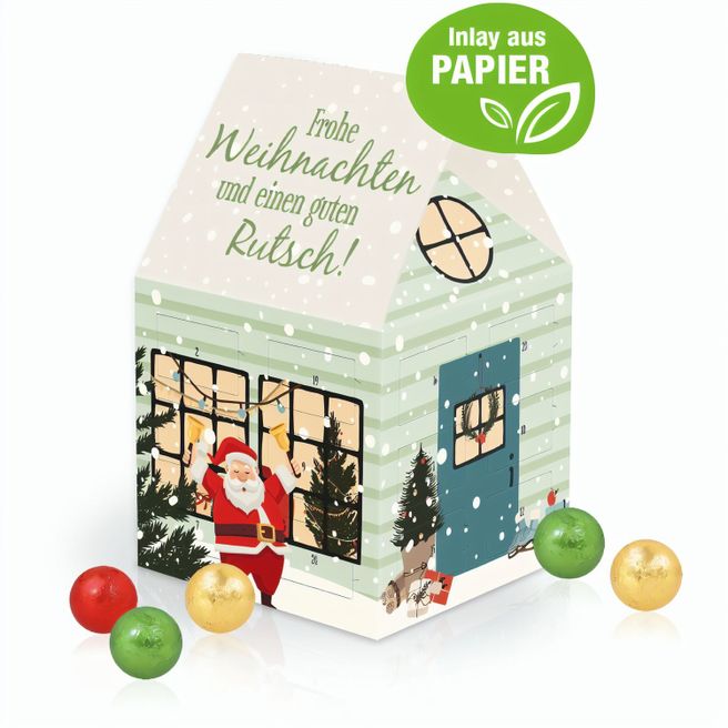 Adventshaus "Edition" mit Fairtrade® Schokolade mit Papier-Inlay