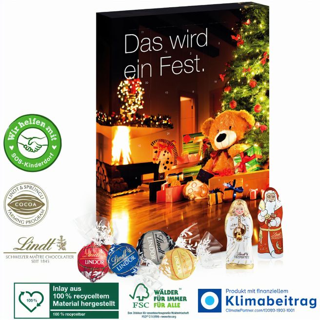 Adventskalender Lindt Lindor, Inlay aus 100% recyceltem Material