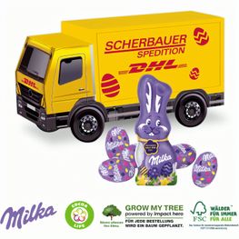 Produktabbildung 3D Präsent LKW Ostern mit Schokoladenmischung von Milka 3D Präsent LKW Ostern mit Schokoladenmischung von Milka