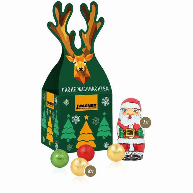 Produktabbildung 3D Präsent "Rentier" mit Fairtrade® Schokolade 3D Präsent "Rentier" mit Fairtrade® Schokolade