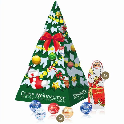 Präsent "Weihnachtsbaum" mit Lindt Minis und Nikolaus (Bild 1)