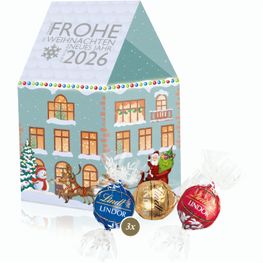 Produktabbildung 3D Präsent "Haus" mit Lindor Pralinés 3D Präsent "Haus" mit Lindor Pralinés