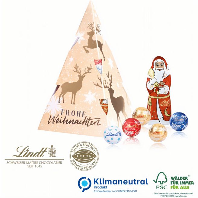 Präsent „Weihnachtsbaum“ mit Lindt Minis Und Nikolaus