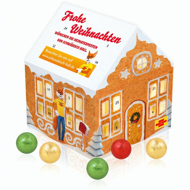 Produktabbildung Adventskalender "Weihnachtshaus" Classic mit Fairtrade® Schokolade Adventskalender "Weihnachtshaus" Classic mit Fairtrade® Schokolade