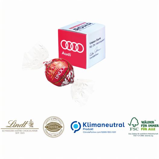 eine schachtel schokolade mit einer roten und weißen box Werbewürfel (Bild 1)